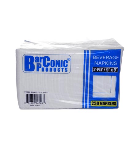 BarConic 2-Ply Beverage Cocktail Napkins - CASE OF 12 / 250 PACKS