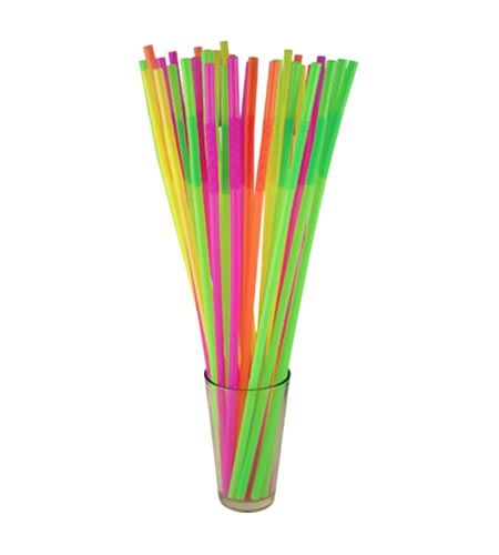 BarConic 17 inch Bendable Neon Mammoth Straws, 200pc - CASE OF 4
