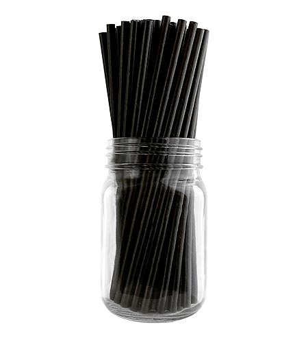 BarConic Eco-Friendly Paper Straws - 7 3/4 Solid Black - CASE OF 20 / 100 PACKS