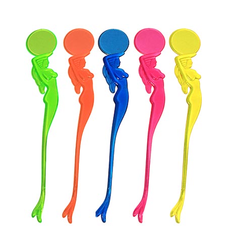 BarConic Drink Swizzle Stick - Mermaid Round Top - CASE OF 20 / 100 PACKS