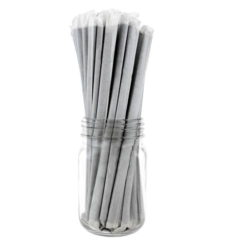 BarConic Eco-Friendly Wrapped Paper Straws - 7 3/4 Solid Black - CASE OF 20 / 100 PACKS