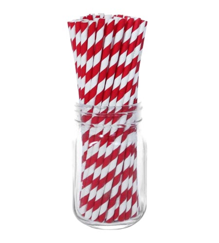 BarConic Paper Straws - Red Stripe - CASE OF 20 / 100 PACKS