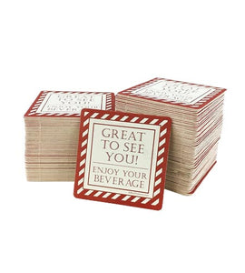 Drink Coasters - Square 3.5" x 3.5" - Enjoy Your Beverage - CASE OF 28 /125CT SLEEVES