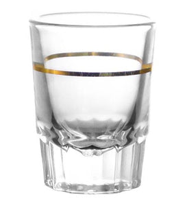 BarConic 2 oz Shot Glass with Gold 1 oz Measure Line - CASE OF 72