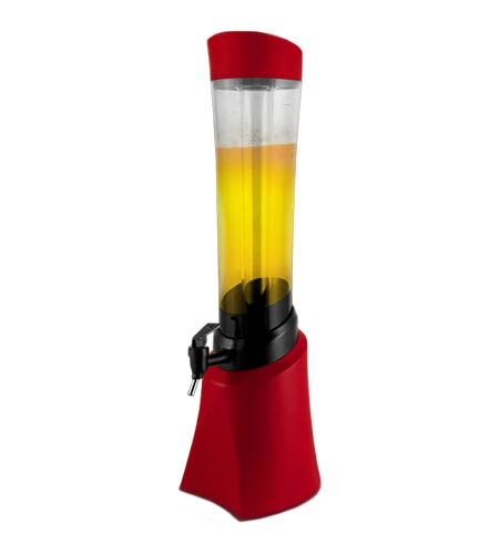 Beer Tower - 2.5 Liter with ice tube - Red - CASE OF 3