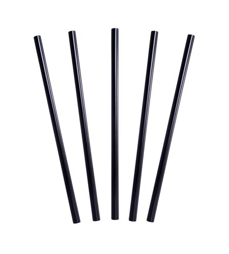 BarConic Reusable Polypropylene Straws - Black 250mm - CASE OF 20 / 50 PACKS