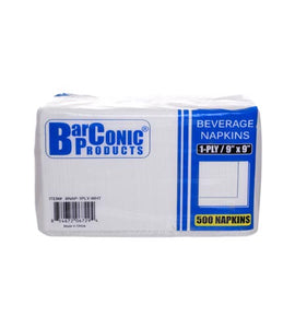 BarConic White Cocktail Napkins (500ct.) - CASE OF 8