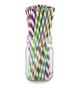 BarConic Paper Straws - Striped Assorted Colors - CASE OF 20 / 100 PACKS