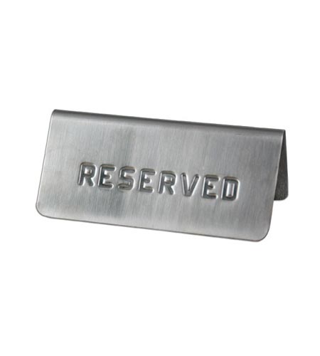 Stainless Steel Tabletop Reserved Sign - CASE OF 12
