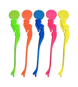 BarConic Drink Swizzle Stick - Mermaid Round Top - CASE OF 20 / 100 PACKS