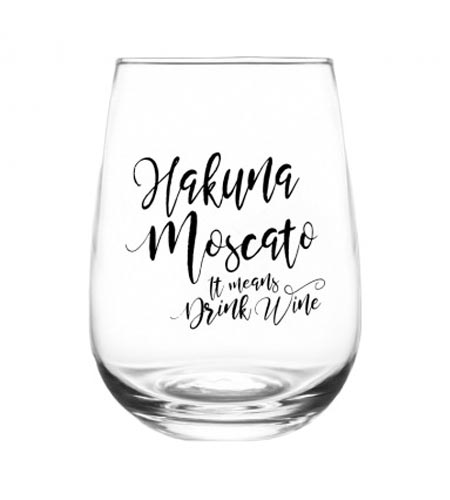 Hakuna Moscato Stemless Wine Glass - 17 oz - CASE OF 24