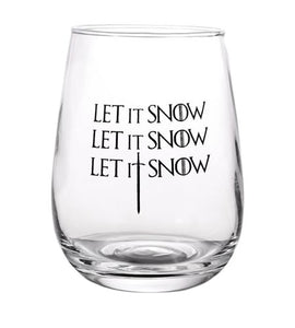 Let It Snow Stemless Wine Glass - 17 oz - CASE OF 24