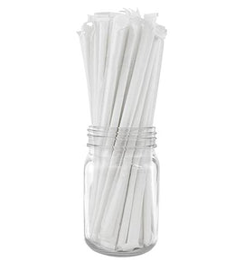 BarConic Eco-Friendly Wrapped Paper Straws - 7 3/4 Solid White - CASE OF 20 / 100 PACKS