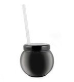 BARCONIC® BLACK FISHBOWL PLASTIC DRINKWARE - 20 OUNCE - WITH LID AND STRAW
