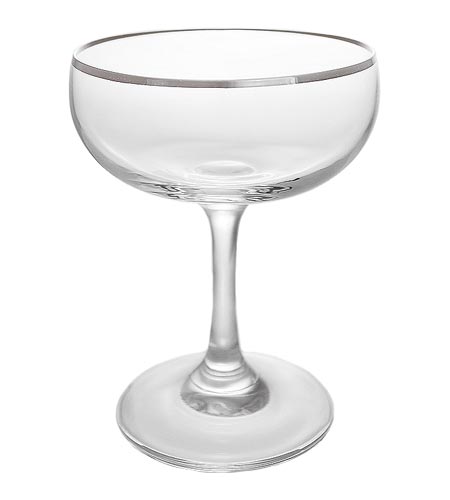 BarConic Silver Rimmed Coupe Cocktail Glass - 7 oz - CASE OF 24