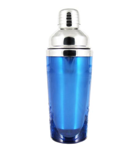 350ml Blue Plastic and Stainless Steel Shaker - CASE OF 12