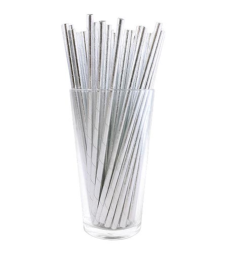 BarConic Paper Straws - Metallic Silver - CASE OF 20 / 100 PACKS