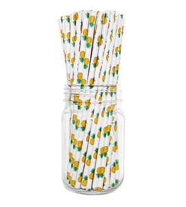 BarConic Eco-Friendly Paper Straws - 7 3/4 Pineapple Design - CASE OF 20 / 100 PACKS