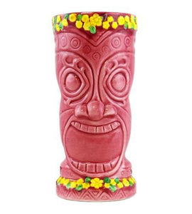 BarConic Tiki Drinkware - Pink Flower Goddess - Ceramic Tropical Cocktail Mug